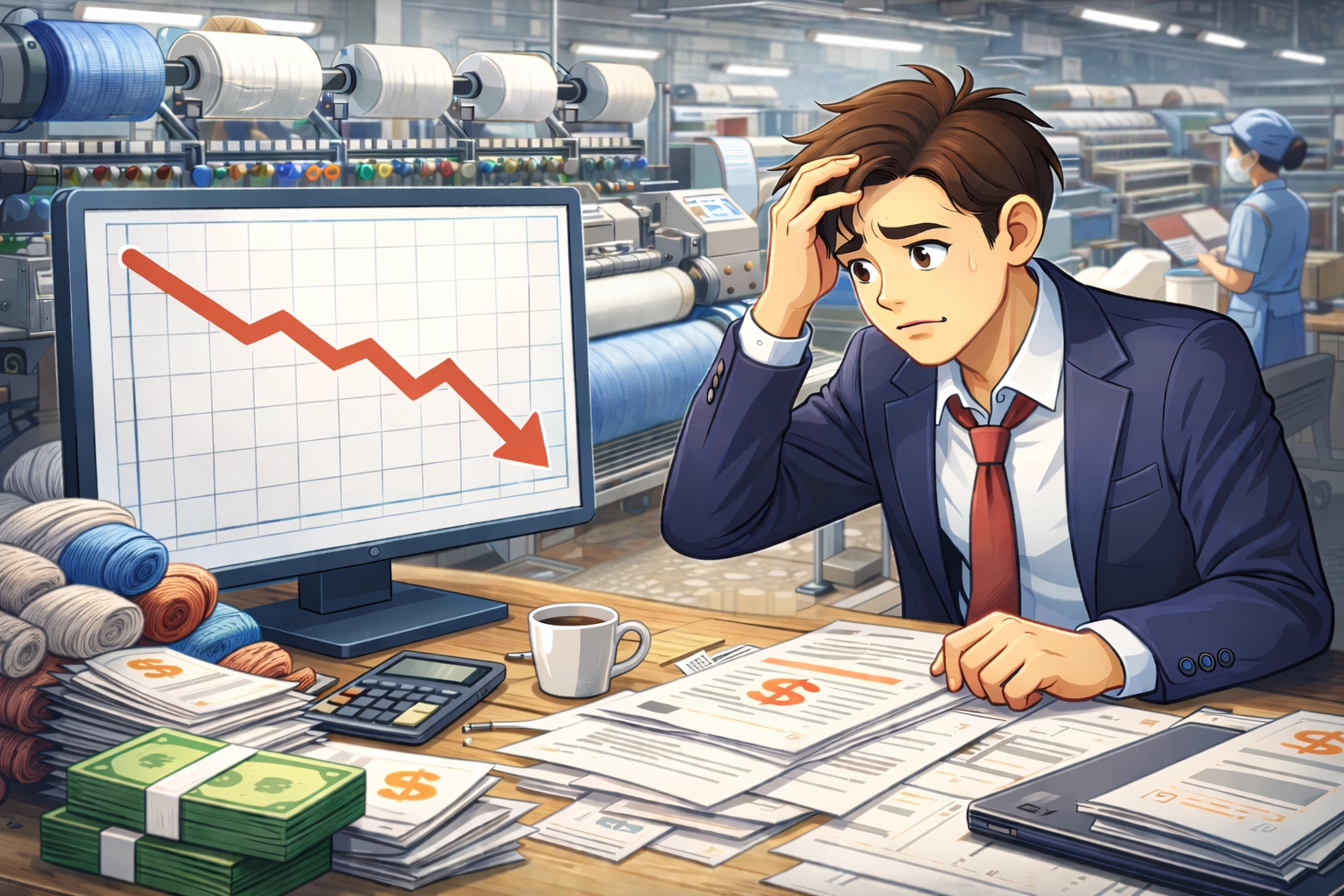 沒想到這兩年市場急轉直下，加上【原料成本上升】、【訂單下滑】，公司現金流開始出現缺口，最後累積到「600 多萬元」的債務。