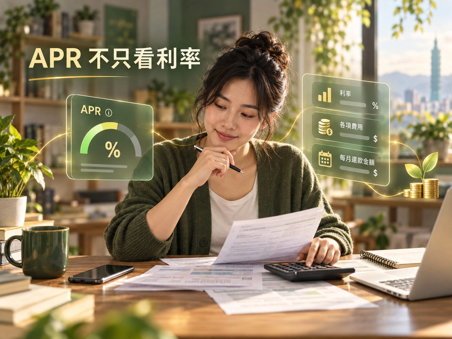 借款人比較信貸APR、利率、費用與每月還款金額