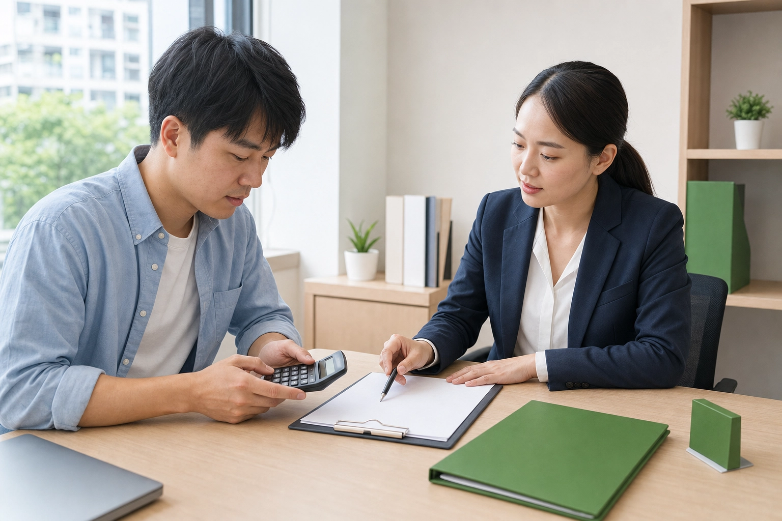 民眾與專員討論 24 小時小額借款成本與還款能力示意圖