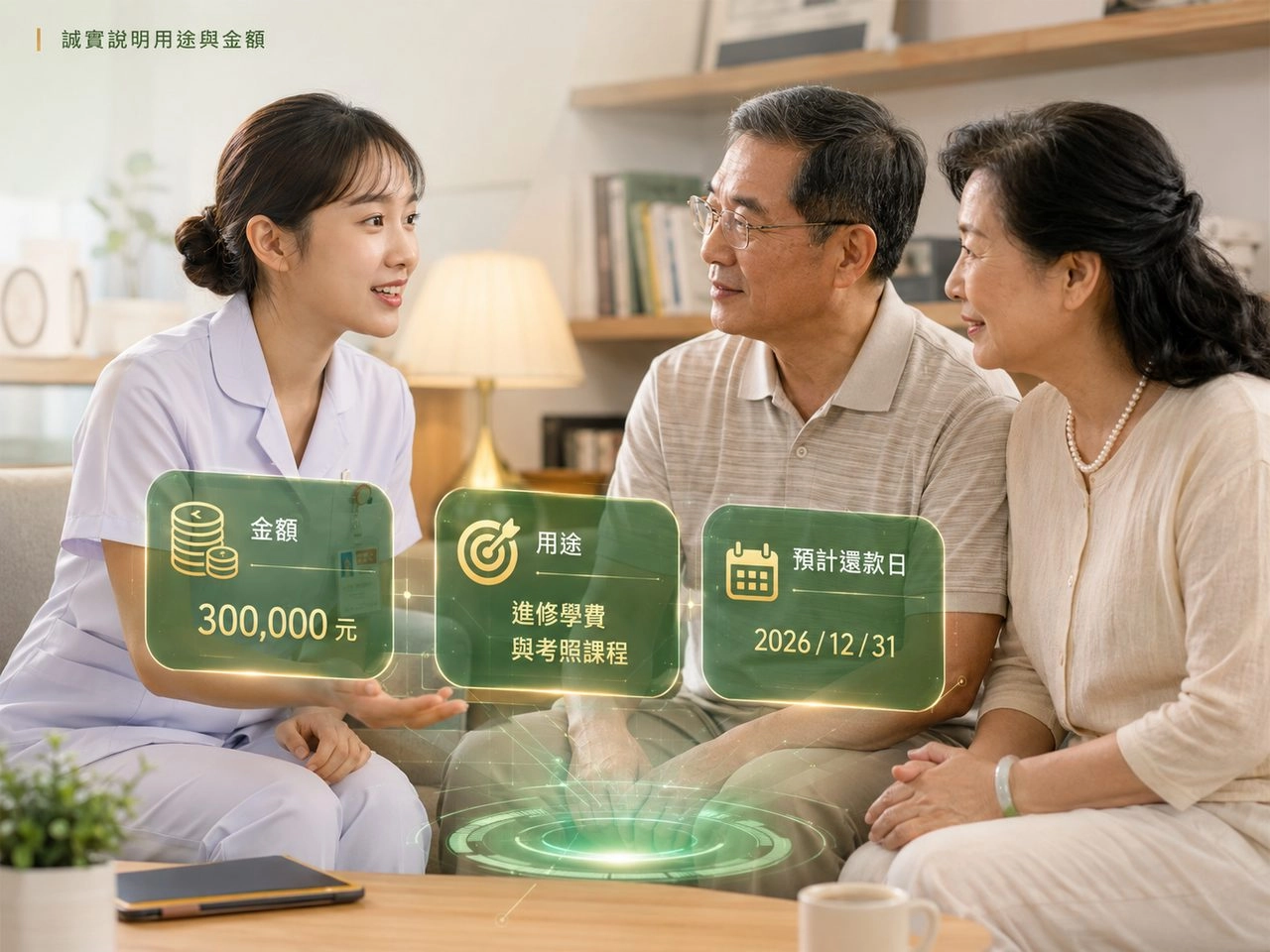 向家人說明借款用途金額與預計還款日期