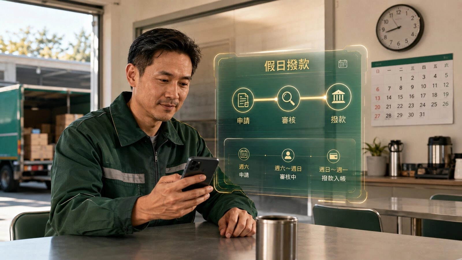 苗栗物流人員使用手機查詢假日借款審核與撥款時間