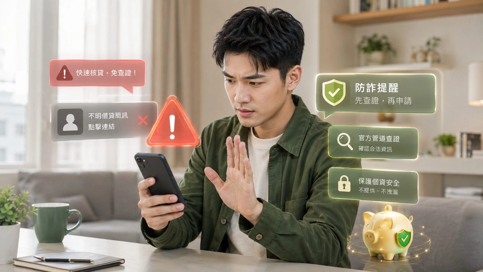 手機收到不明借貸簡訊時先查證避免貸款詐騙
