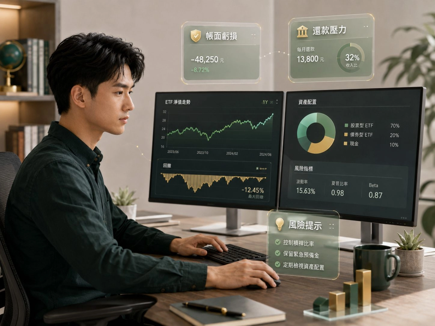 5科技業工程師查看 ETF 回撤、帳面虧損與還款壓力分析