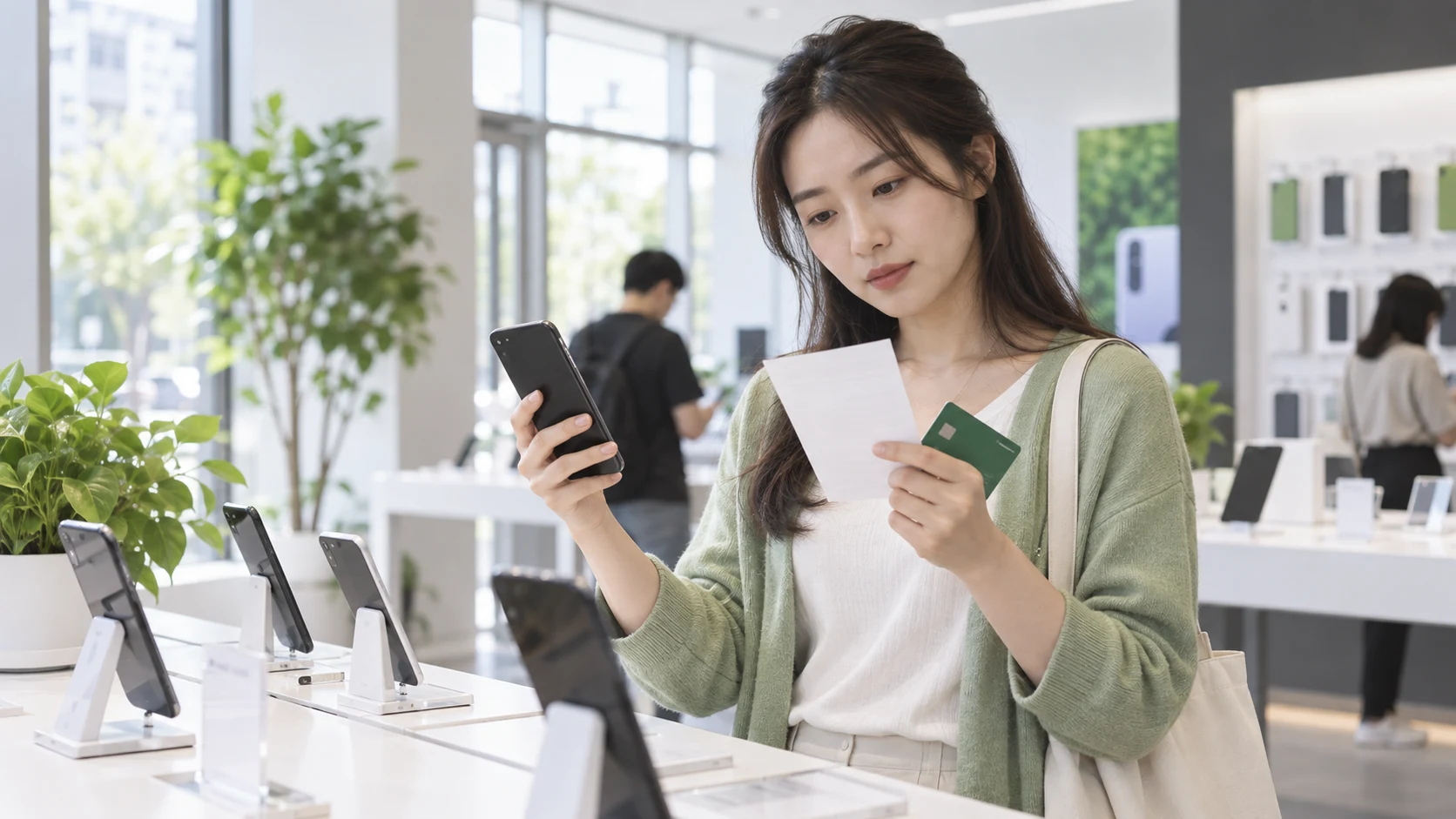 消費者比較 iPhone 18 購機分期與空機付款方式的情境示意